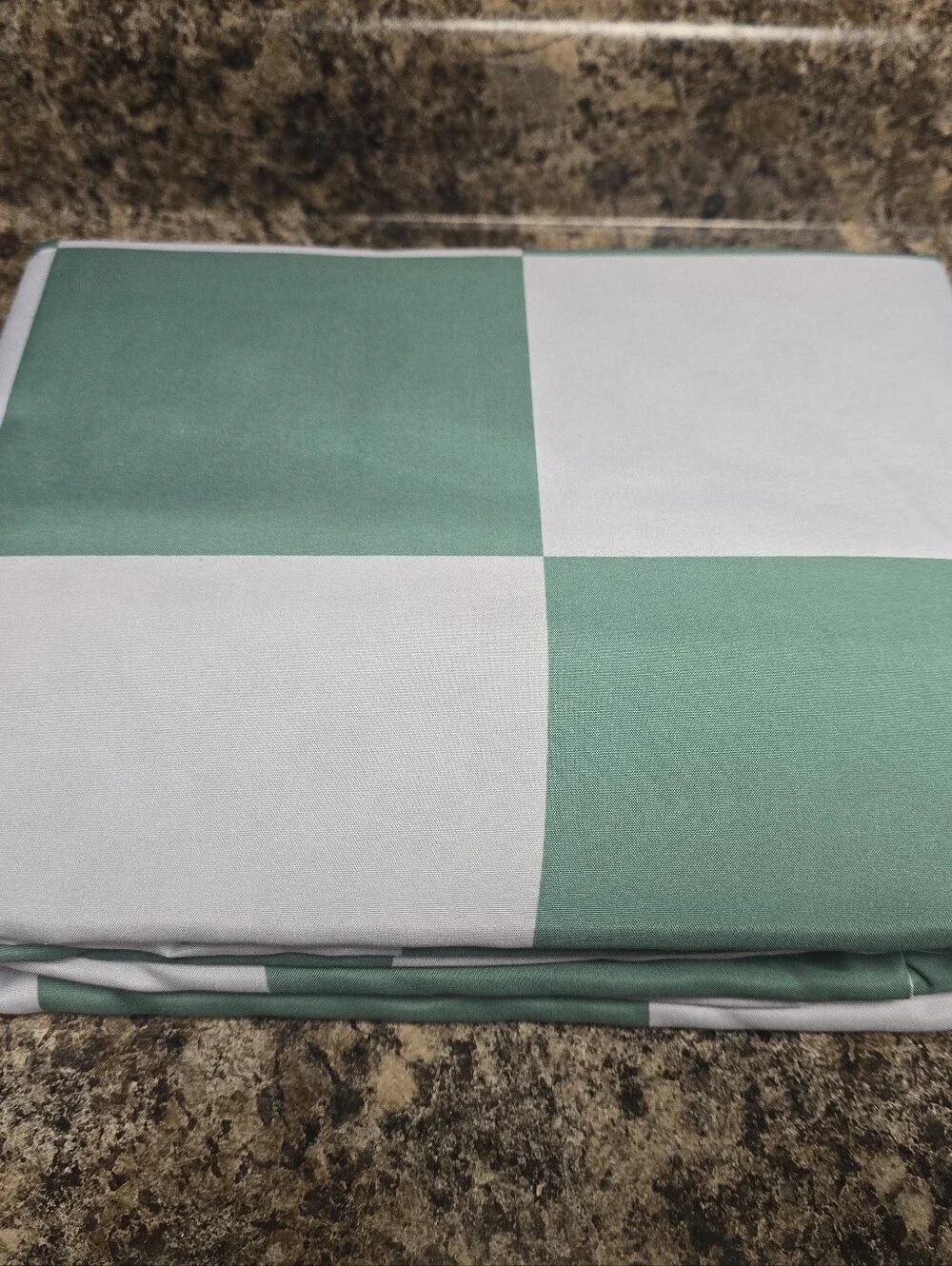 Green and White Checkerboard Folded Duvet COVER
